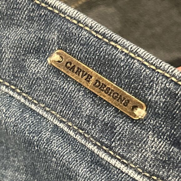 Carve Designs Jeans Womens 8 Blue Raw Frayed Hem Straight Leg Organic Cotton - Picture 5 of 8